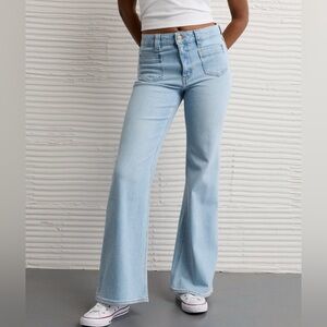 American Eagle AE High-Rise Flare Jean Stretch Womens 00 Short Light Wash NWT